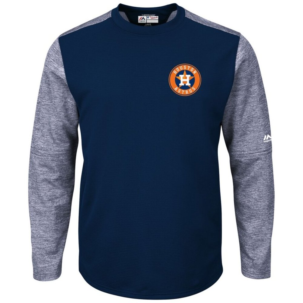 Authentic Majestic Houston Astros Long Sleeve Mens Shirt Size Small Thermabase